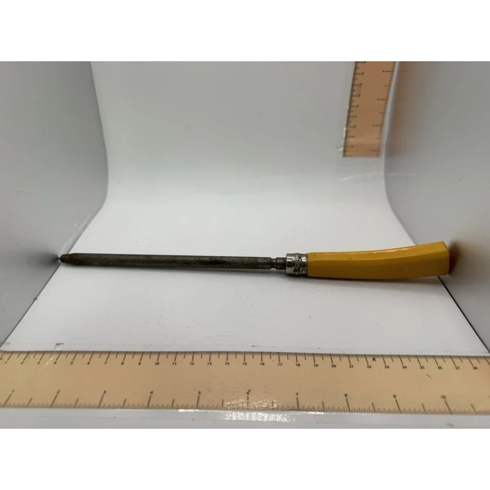 Vintage Butterscotch Bakelite Handle Honing Steel Knife Sharpener MCM 11.25